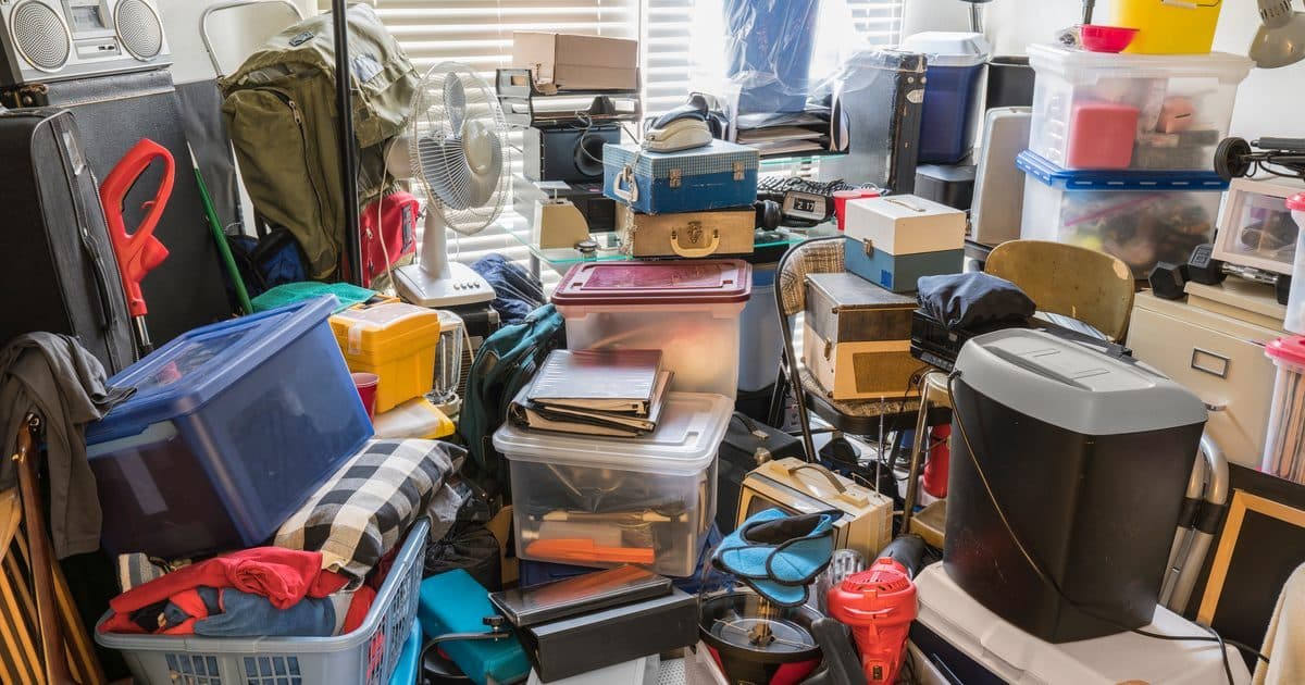 A cluttered room of the kind a full house clearance deals with